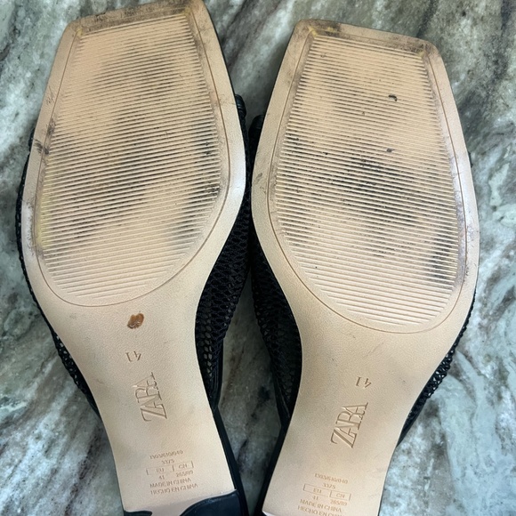 Zara Mesh Heeled Sandal Mules – Black Size 10 - Picture 5 of 5